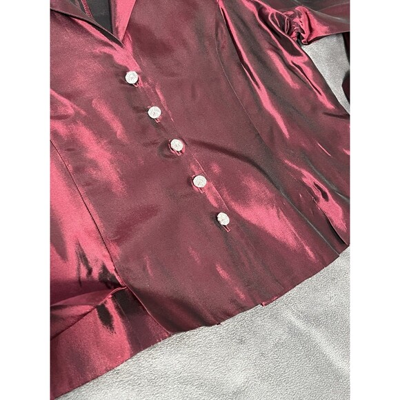 JS Collections Evening Top Jacket Blazer Rhinestone Buttons shiny metallic Sz 16 - Picture 11 of 14